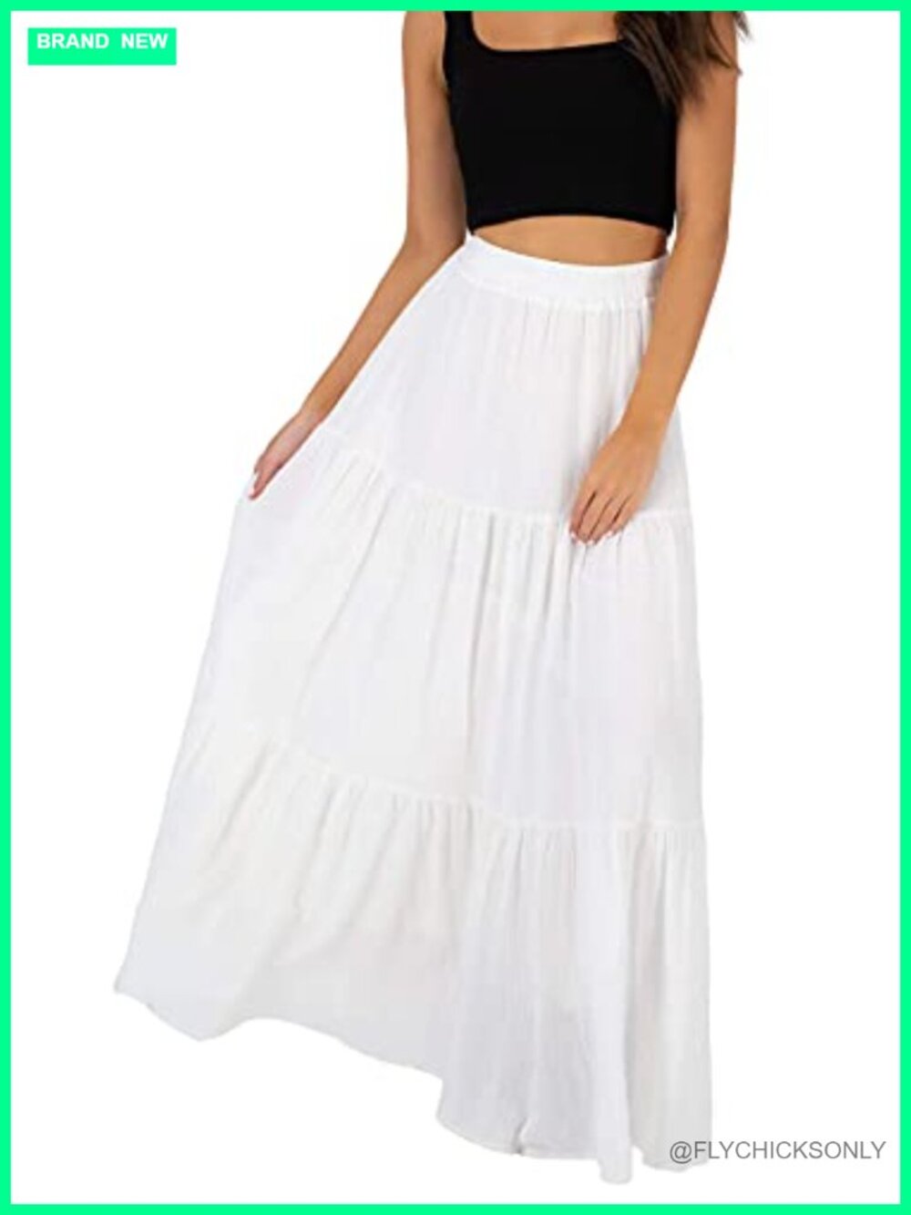 Womens Boho Pleated A Line Tiered Maxi Skirt High Waist Flowy